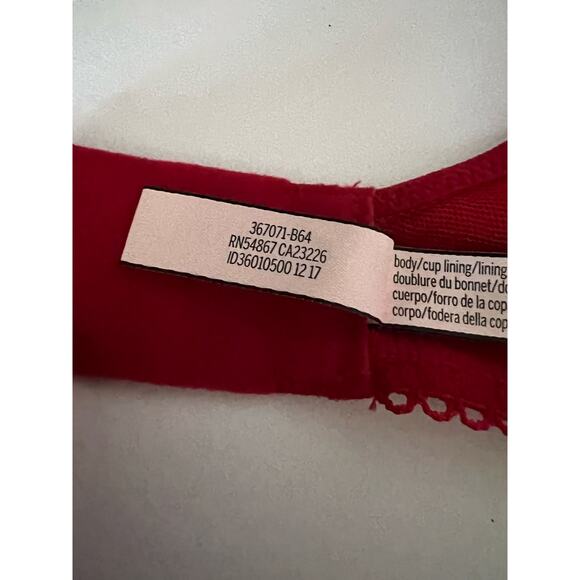 Victoria's Secret Women's Dream Angels Push Up Bra without Padding Red Size 34D - Picture 9 of 13